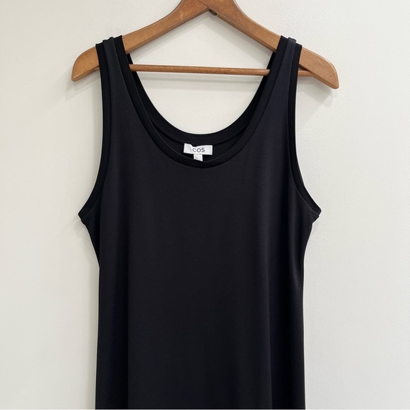 COS Elegant Black Sleeveless Maxi Dress Minimalist Contemporary Large - Picture 2 of 8